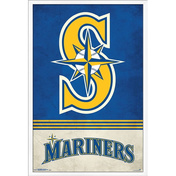 MLB Seattle Mariners - Retro Logo 18 Wall Poster, 22.375" x 34", Framed
