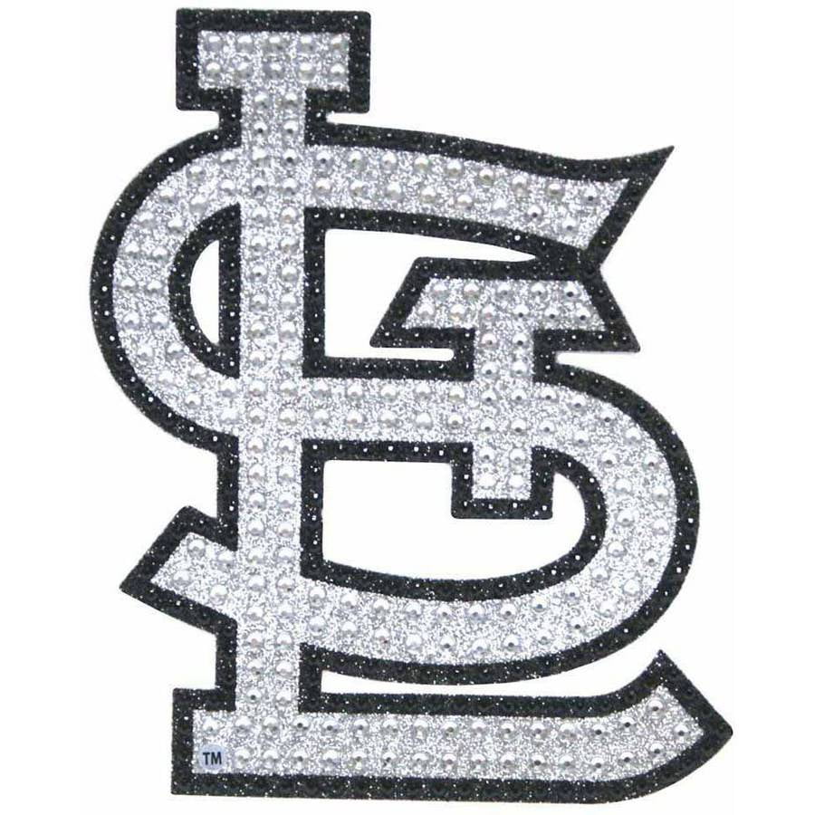 MLB St. Louis Cardinals Adhesive Decal with Silver Rhinestone Bling