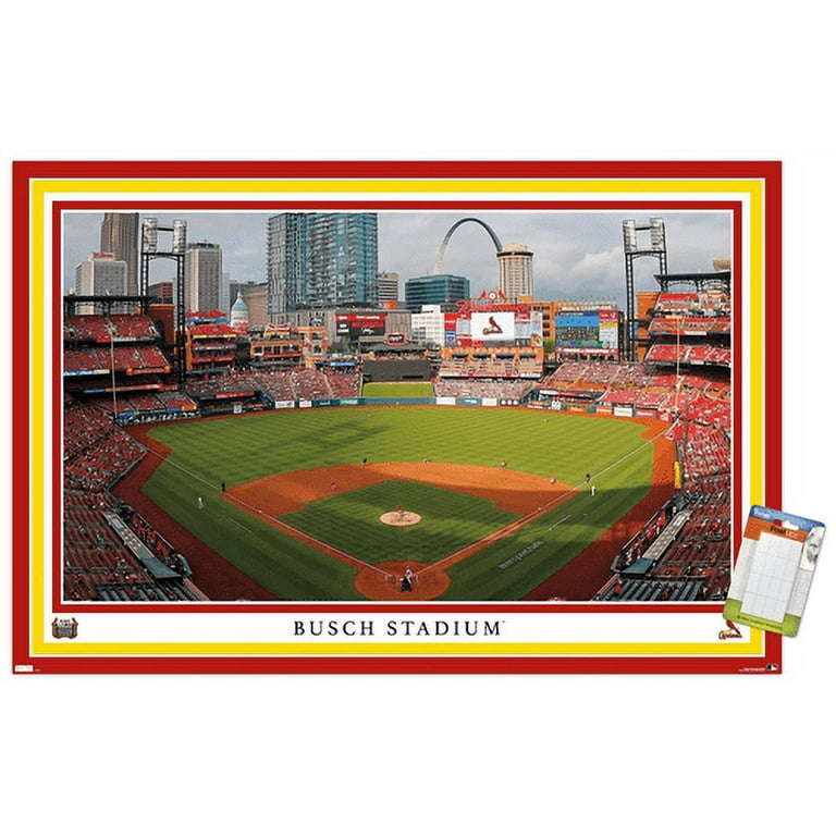 Trends International MLB St. Louis Cardinals - Busch Stadium 22 Framed Wall  Poster Prints Black Framed Version 14.725 x 22.375