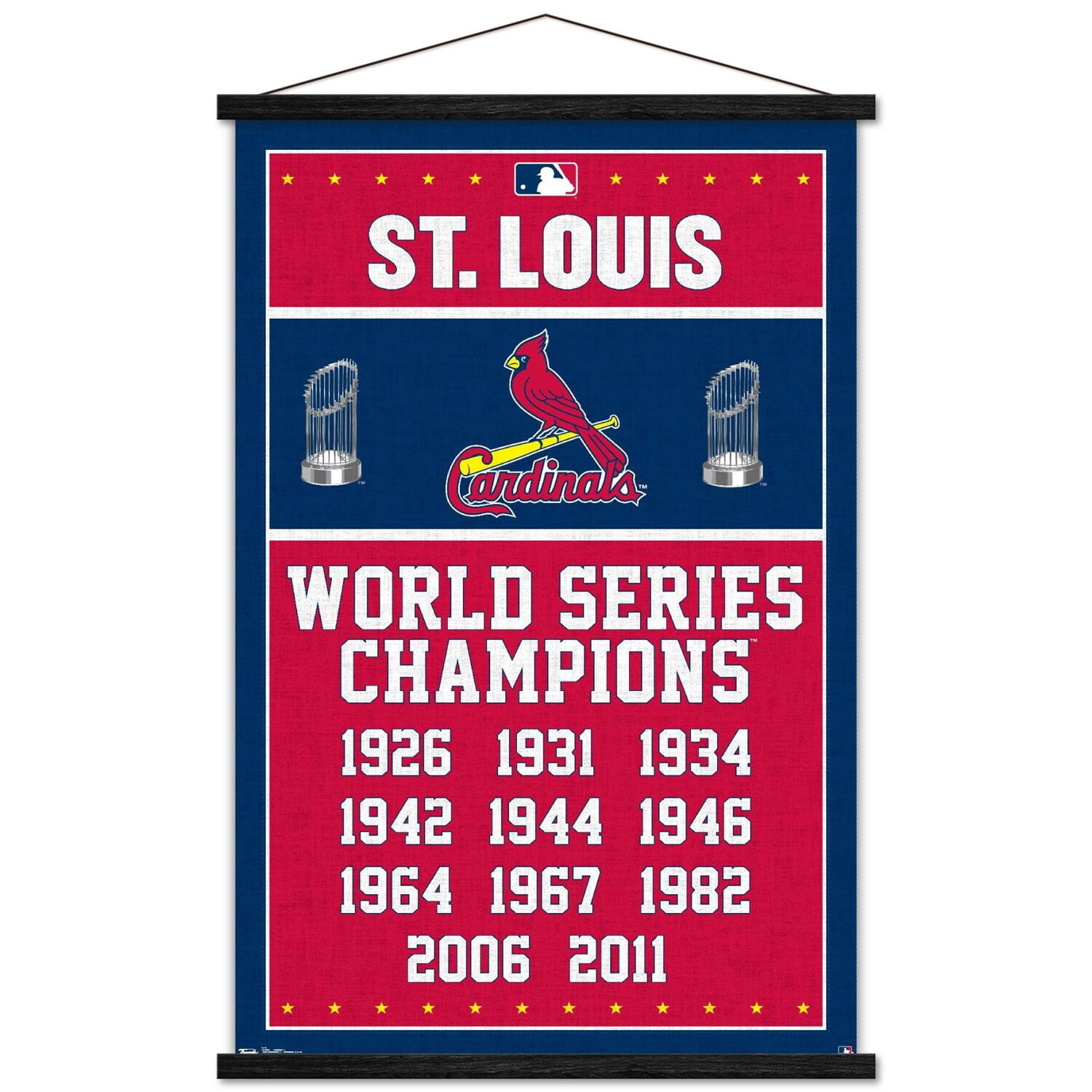 St. Louis Cardinals 11-Time World Series Champions 24'' x 34.75'' Magnetic Framed Poster