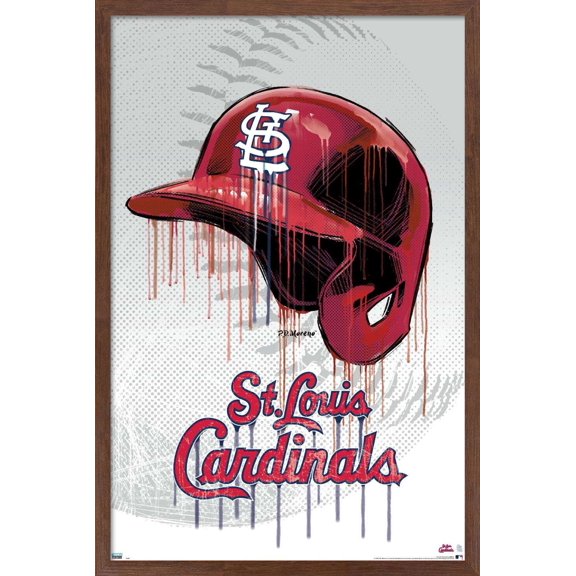 MLB St. Louis Cardinals - Drip Helmet 20 Wall Poster, 14.725" x 22.375", Framed