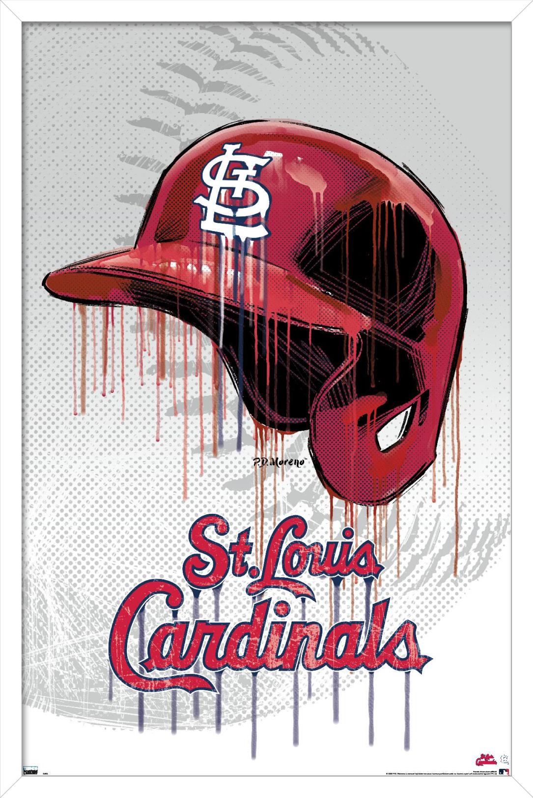 MLB St. Louis Cardinals - Drip Helmet 20 Wall Poster, 22.375" x 34", Framed
