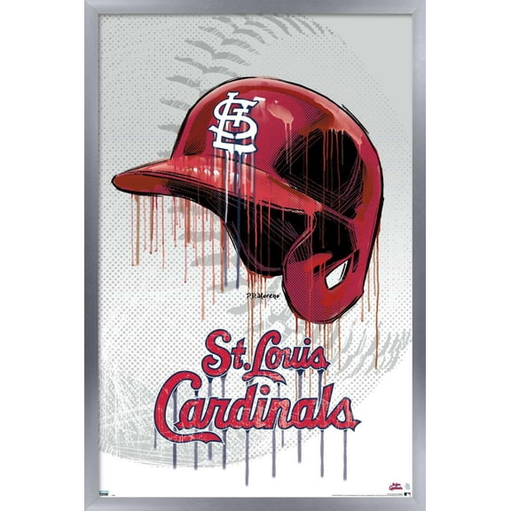 MLB St. Louis Cardinals - Drip Helmet 20 Wall Poster, 22.375" x 34", Framed