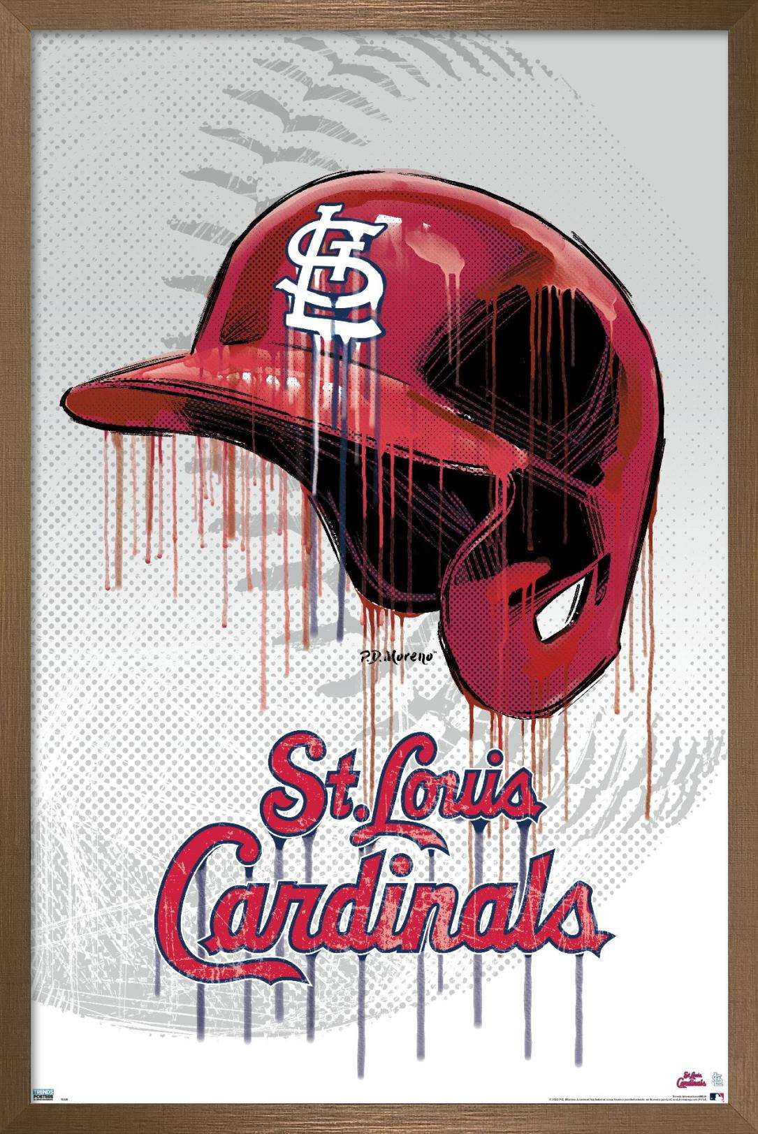 MLB St. Louis Cardinals - Drip Helmet 20 Wall Poster, 22.375" x 34", Framed