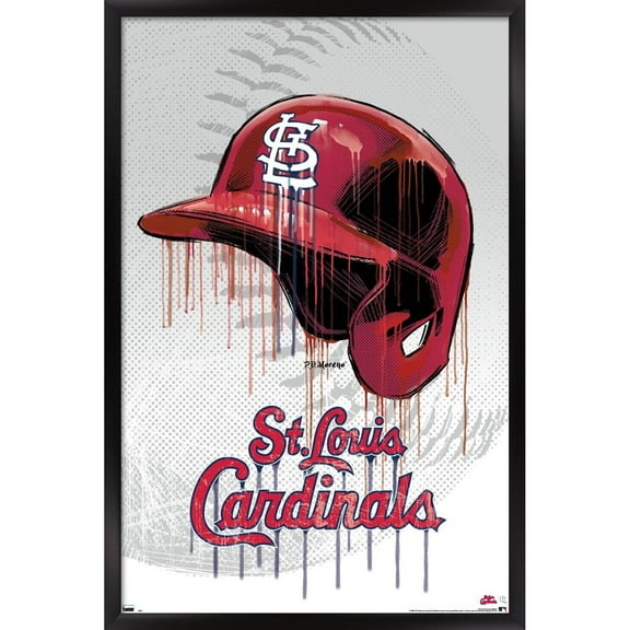 MLB St. Louis Cardinals - Drip Helmet 20 Wall Poster, 22.375" x 34", Framed