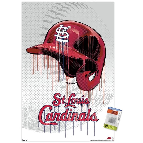 MLB St. Louis Cardinals - Drip Helmet 20 Wall Poster with Push Pins, 22.375" x 34"