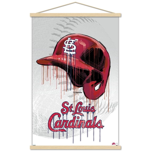 MLB St. Louis Cardinals - Drip Helmet 20 Wall Poster with Wooden Magnetic Frame, 22.375" x 34"