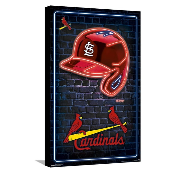 MLB St. Louis Cardinals - Neon Helmet 23 Canvas Wall Poster, 14.725" x 22.375"