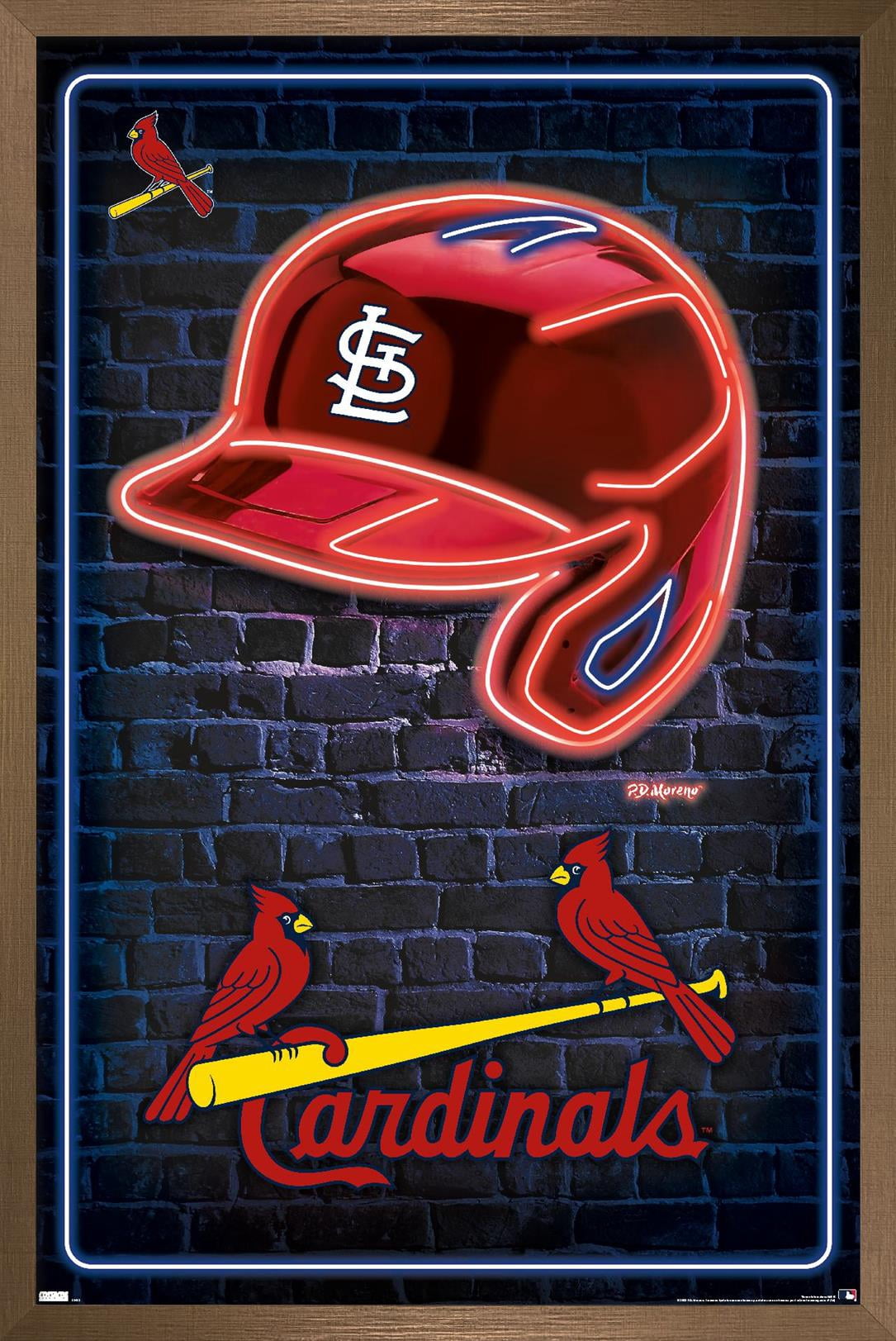 MLB St. Louis Cardinals - Neon Helmet 23 Wall Poster, 14.725" x 22.375" Framed