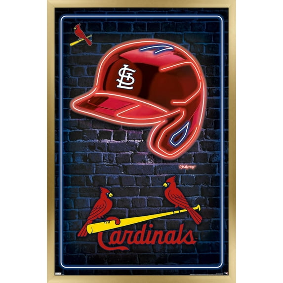 MLB St. Louis Cardinals - Neon Helmet 23 Wall Poster, 22.375" x 34" Framed