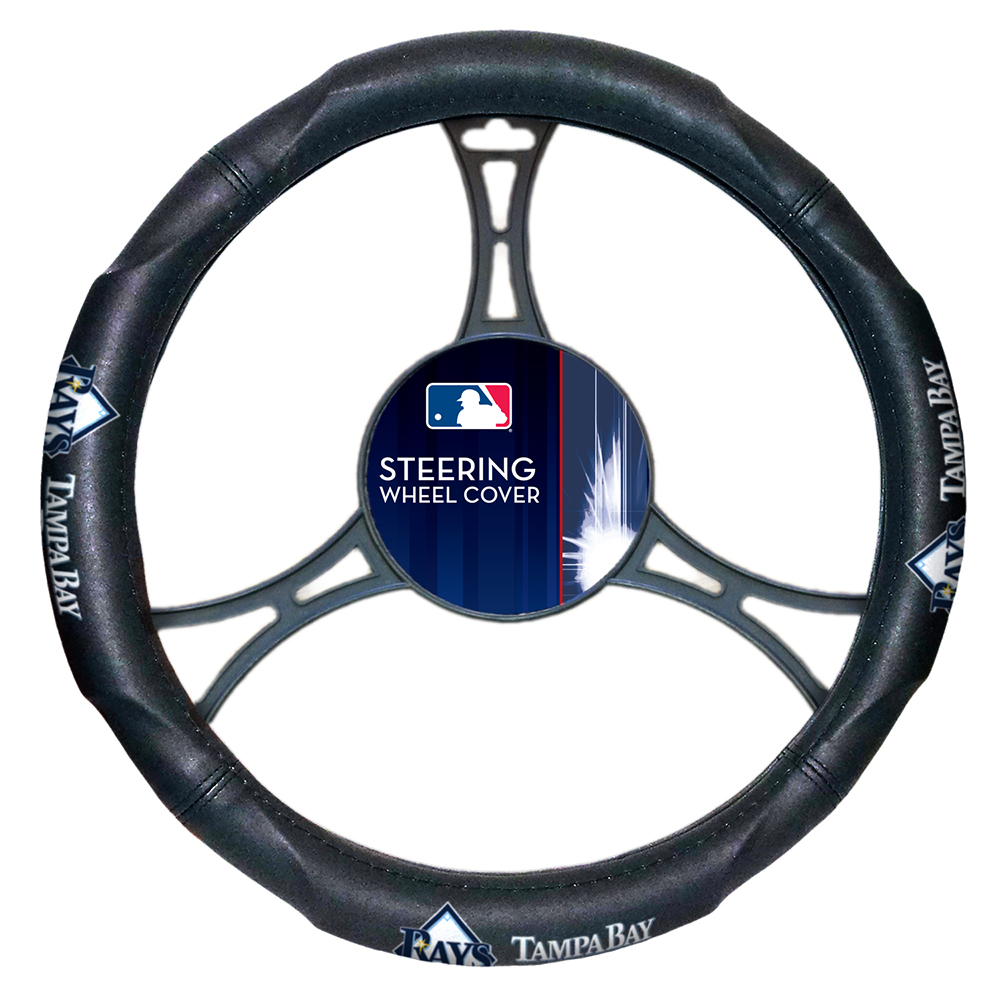 MLB Tampa Bay Rays Steering Wheel Cover (Made to fit 14.5”-15.5” steering wheels - image 1 of 2