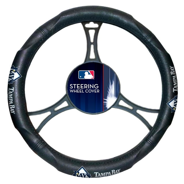 MLB Tampa Bay Rays Steering Wheel Cover (Made to fit 14.5”-15.5” steering wheels