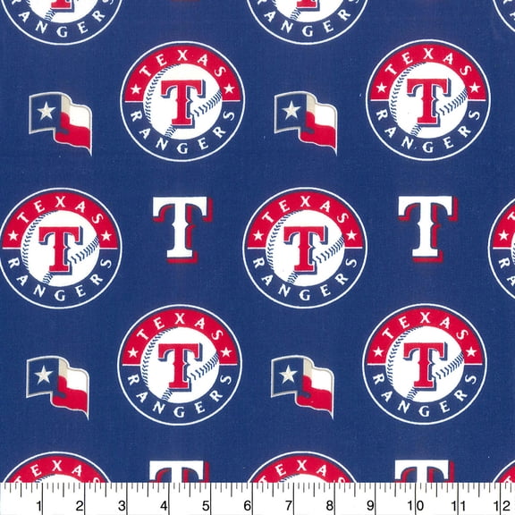 MLB Texas Rangers 58" 100% Cotton Sports Logo Craft Fabric By the Yard, Multi-color
