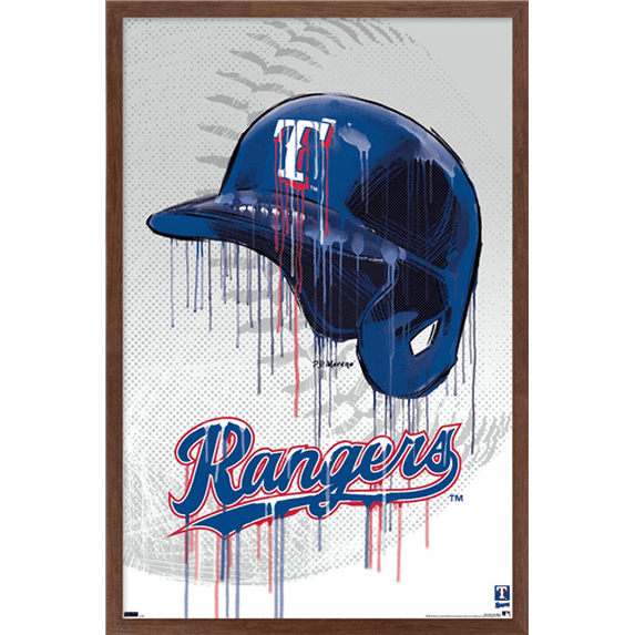 MLB Texas Rangers - Drip Helmet 22 Wall Poster, 22.375" x 34" Framed