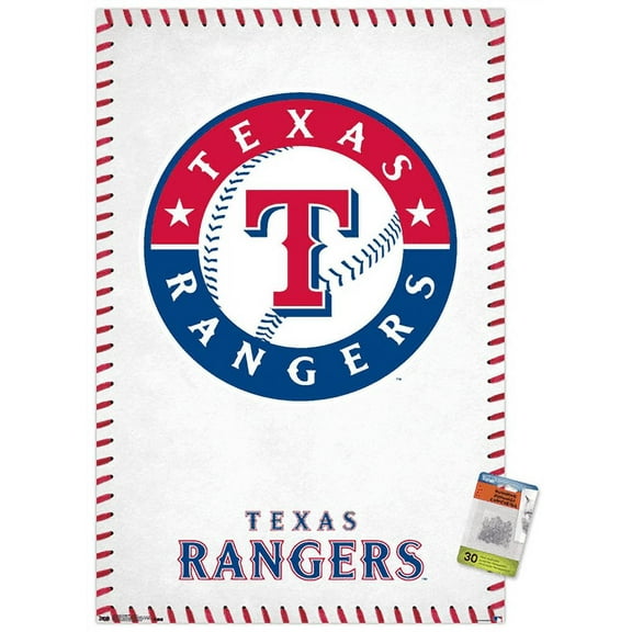 MLB Texas Rangers - Logo 17 Wall Poster with Push Pins, 22.375" x 34"
