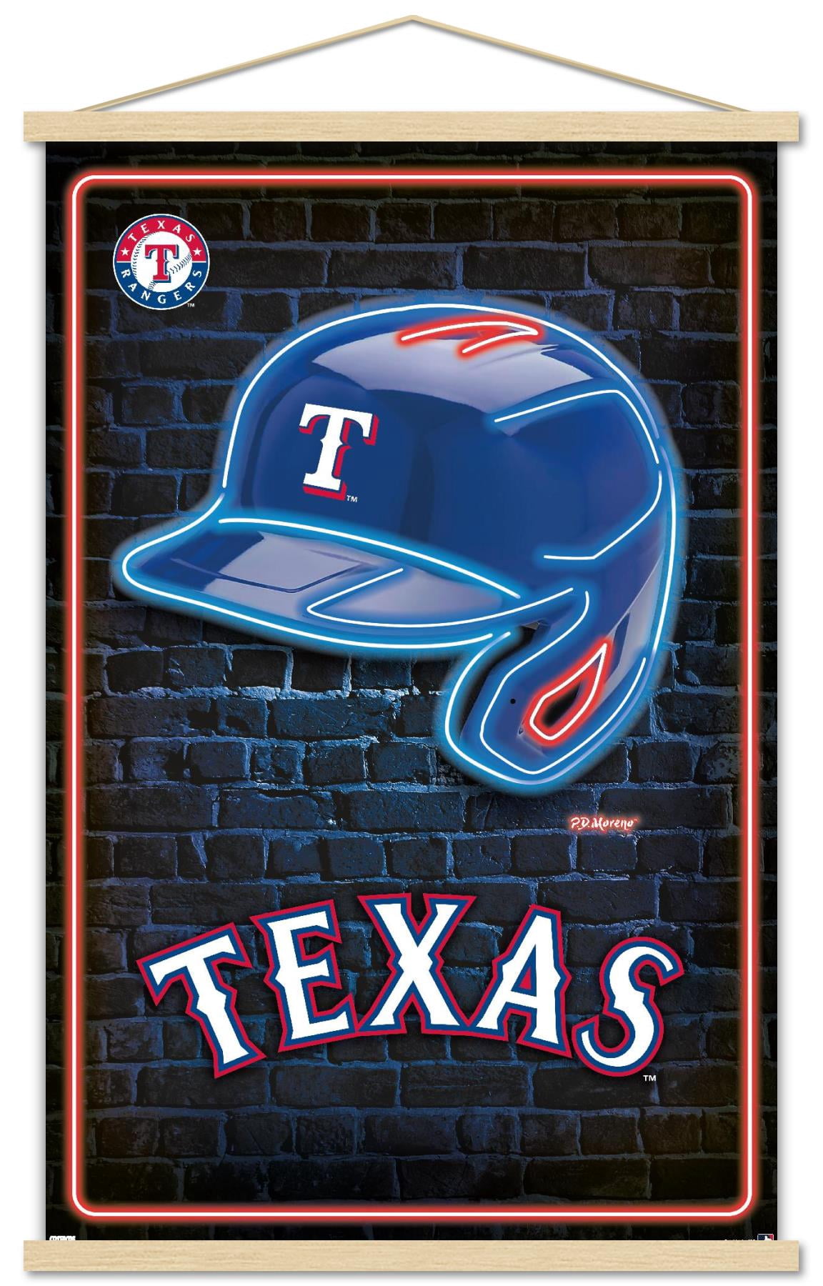 MLB Texas Rangers - Neon Helmet 23 Wall Poster with Magnetic Frame, 22.375" x 34"