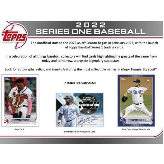 MLB Topps 2022 Series 1 Baseball Trading Card HANGER Box (67 Cards)