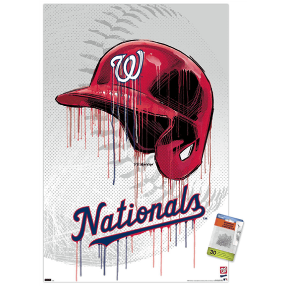 MLB Washington Nationals - Drip Helmet 22 Wall Poster with Pushpins, 22.375" x 34"