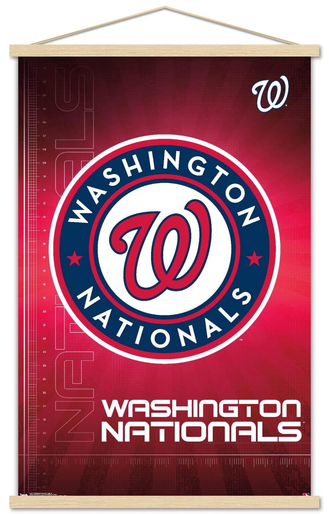 MLB Washington Nationals - Logo 16 Wall Poster with Wooden Magnetic Frame, 22.375" x 34"