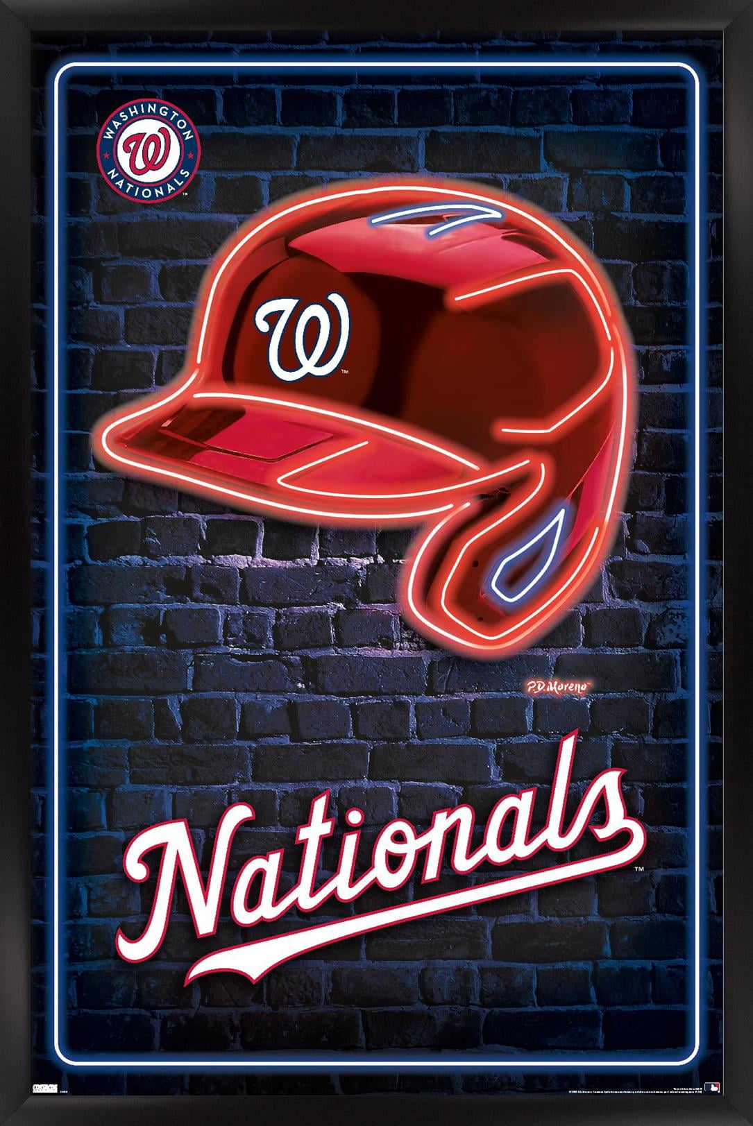 MLB Washington Nationals - Neon Helmet 23 Wall Poster, 14.725" x 22.375" Framed