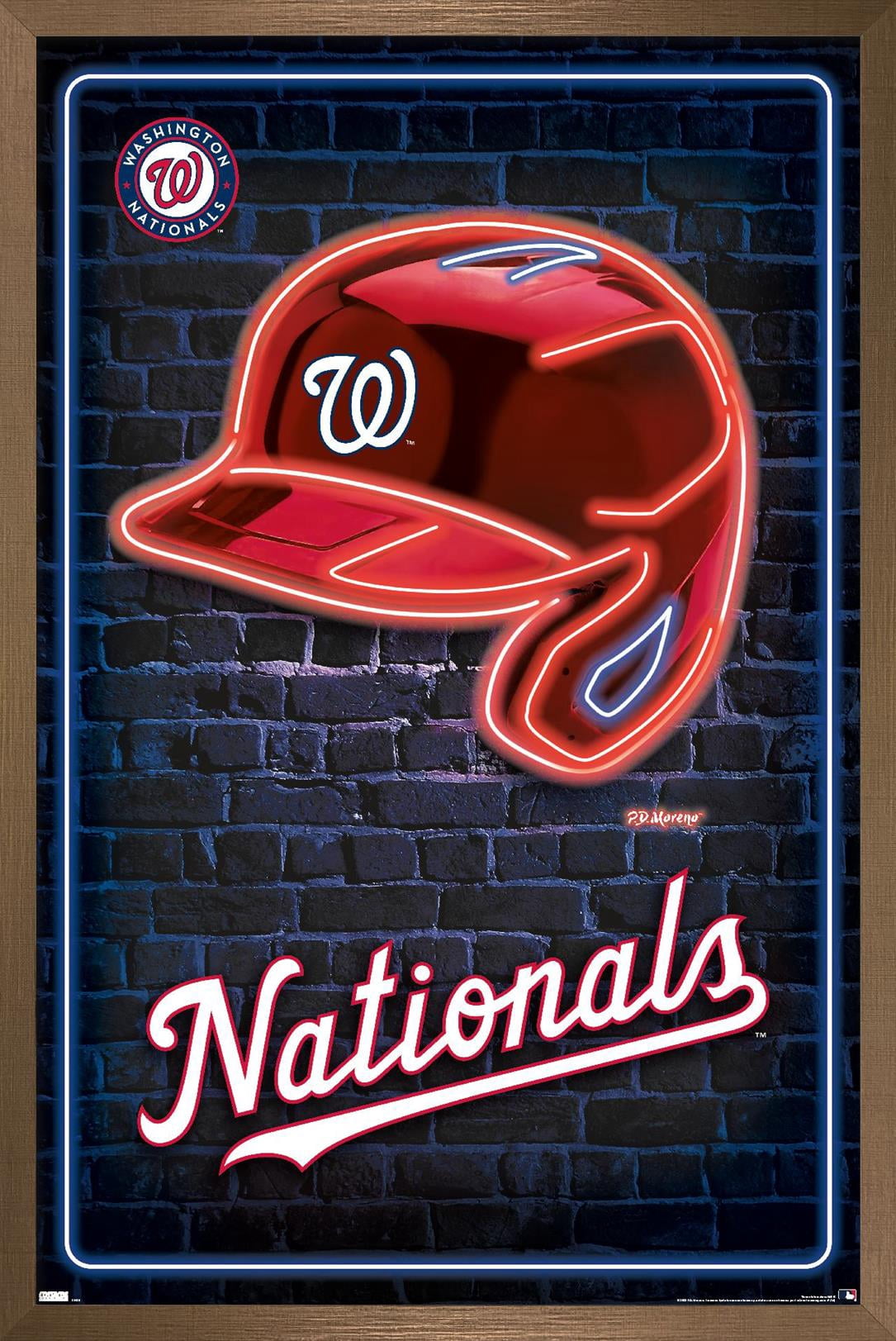 MLB Washington Nationals - Neon Helmet 23 Wall Poster, 22.375" x 34" Framed