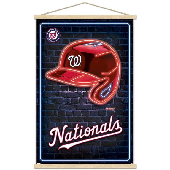 MLB Washington Nationals - Neon Helmet 23 Wall Poster with Magnetic Frame, 22.375" x 34"
