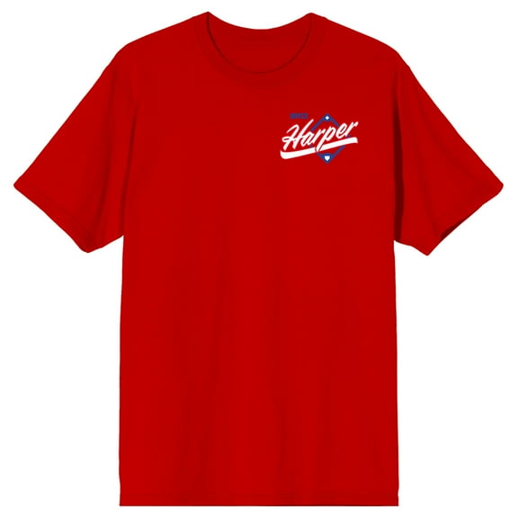MLBPA Bryce Harper Adult Red Crew Neck Short Sleeve T-shirt-Small