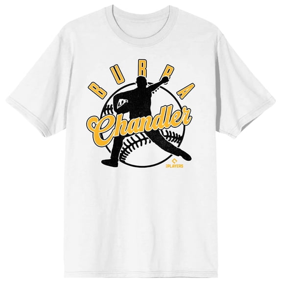 MLBPA Bubba Chandler Baseball Player Silhouette Adult White Crew Neck Short Sleeve T-shirt - XS