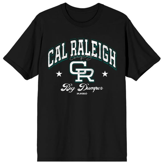 MLBPA Cal Raleigh CR Adult Black Crew Neck Short Sleeve T-shirt-6XL