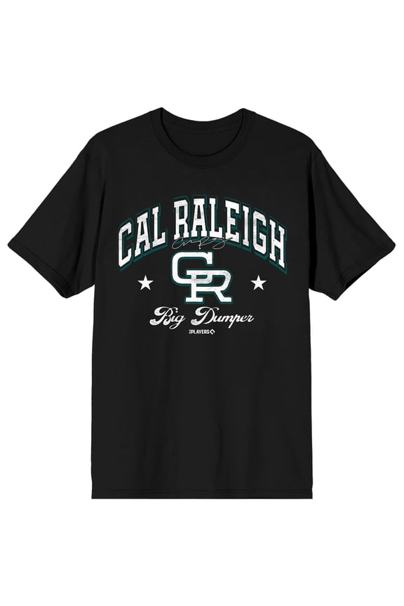 MLBPA Cal Raleigh CR Adult Black Crew Neck Short Sleeve T-shirt-XL
