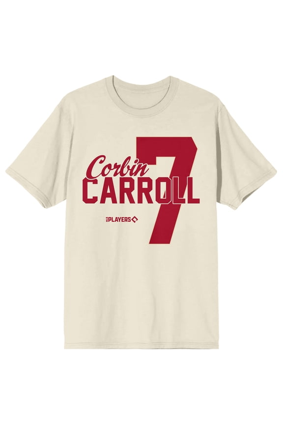 MLBPA Corbin Carroll 7 Adult Natural Crew Neck Short Sleeve T-shirt-Small