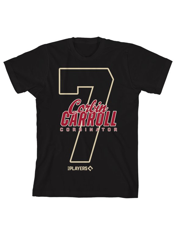 MLBPA Corbin Carroll 7 Youth Black Crew Neck Short Sleeve T-shirt-XL