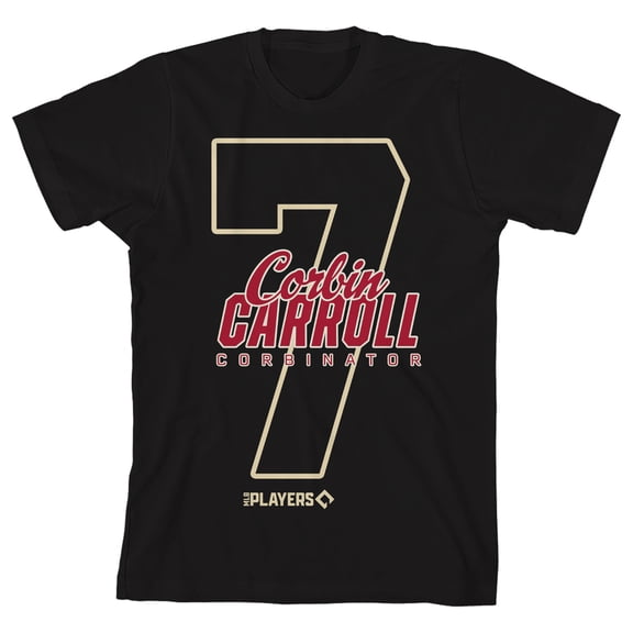MLBPA Corbin Carroll 7 Youth Black Crew Neck Short Sleeve T-shirt-XXL