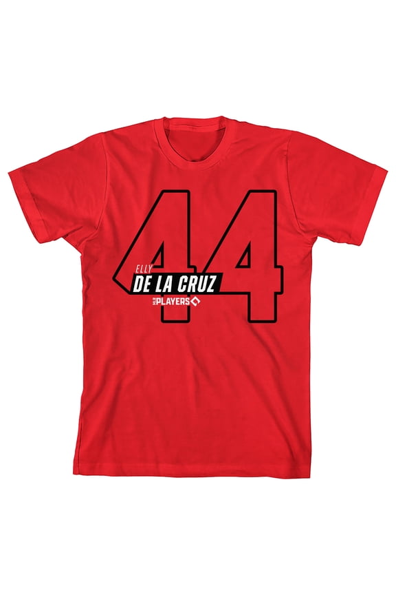 MLBPA Elly De La Cruz 44 Youth Red Crew Neck Short Sleeve T-shirt-XXL