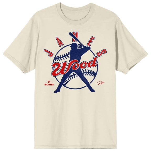MLBPA James Wood Baseball Player Silhouette Adult Sand Crew Neck Short Sleeve T-shirt - Medium