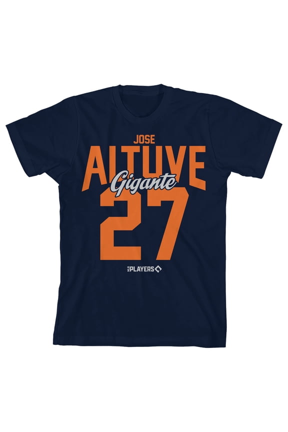 MLBPA Jose Altuve Gigante 27 Youth Navy Crew Neck Short Sleeve T-shirt-XL