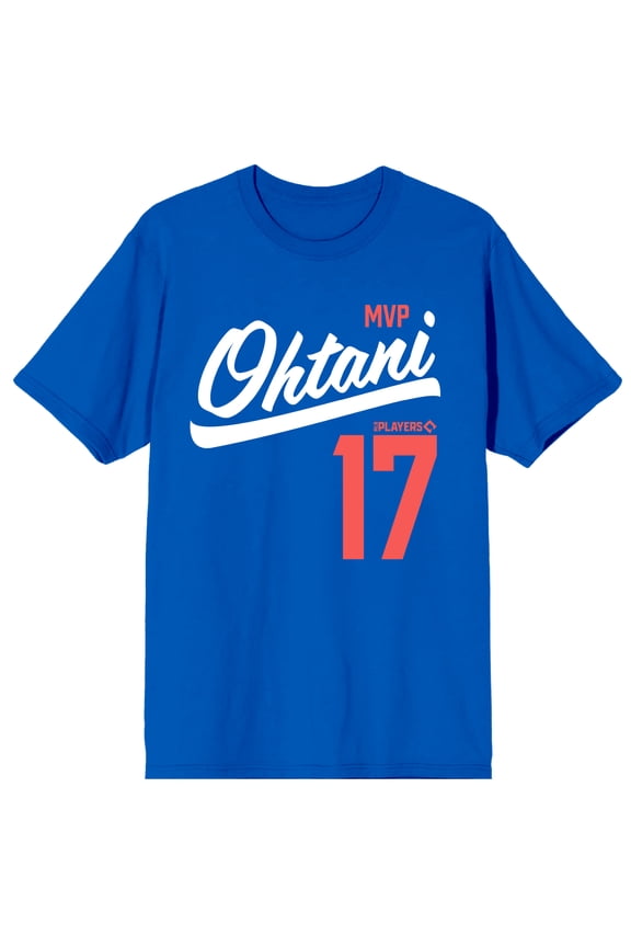 MLBPA MVP Ohtani 17 Adult Royal Blue Crew Neck Short Sleeve T-shirt-XL