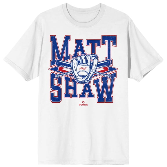MLBPA Matt Shaw Baseball Equipment Adult White Crew Neck Short Sleeve T-shirt - Large