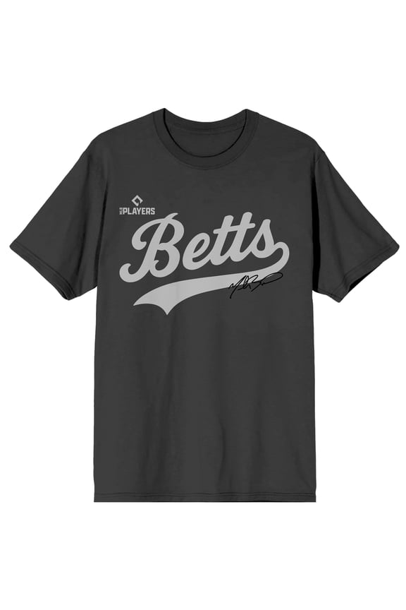 MLBPA Mookie Betts 50 Adult Charcoal Crew Neck Short Sleeve T-shirt-Large