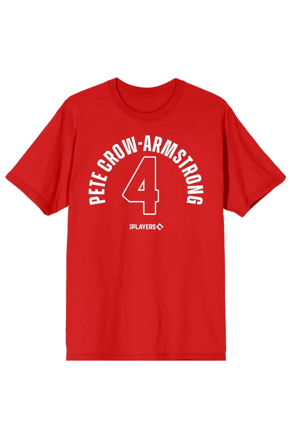 MLBPA Pete Crow-Armstrong 4 Youth Red Crew Neck Short Sleeve T-shirt-XXL