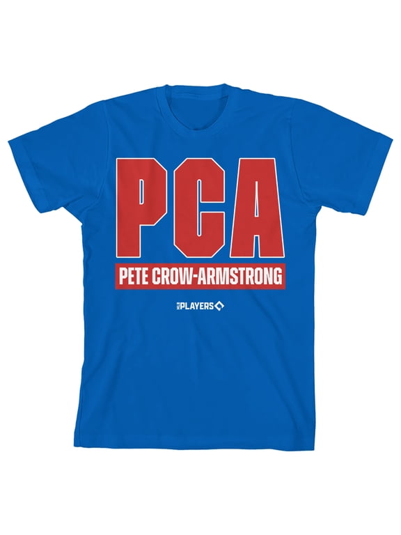 MLBPA Pete Crow-Armstrong PCA Youth Royal Blue Crew Neck Short Sleeve T-shirt-Large