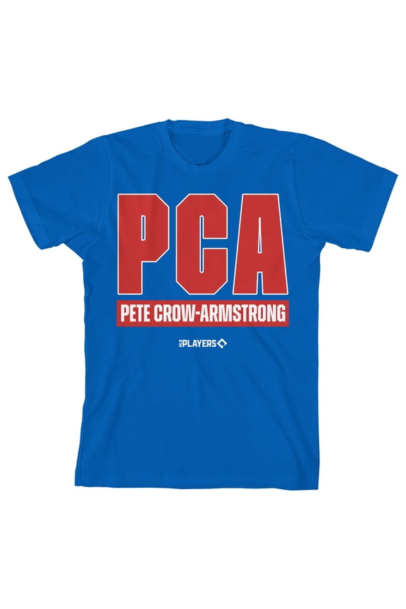 MLBPA Pete Crow-Armstrong PCA Youth Royal Blue Crew Neck Short Sleeve T-shirt-Large