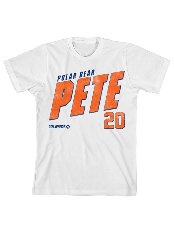 MLBPA Polar Bear Pete Alonso 20 Youth White Crew Neck Short Sleeve T-shirt-Large