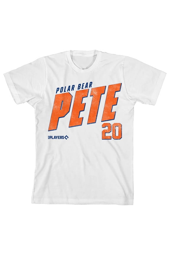 MLBPA Polar Bear Pete Alonso 20 Youth White Crew Neck Short Sleeve T-shirt-XS