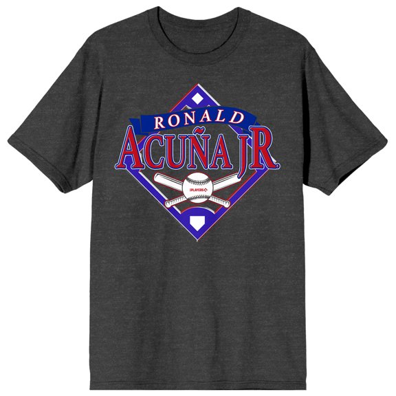 MLBPA Ronald Acuna Jr. Baseball Equipment Adult Charcoal Crew Neck Short Sleeve T-shirt
