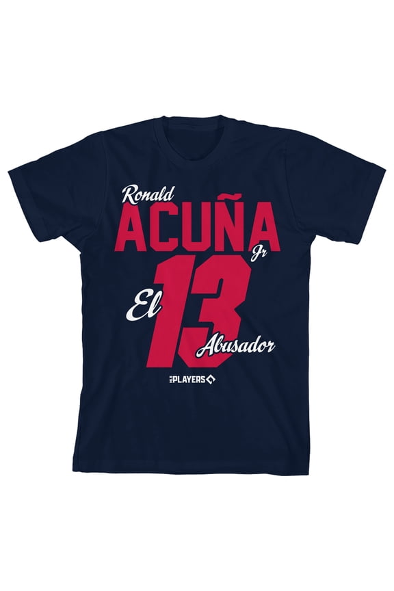 MLBPA Ronald Alcuna 13 El Abusador Youth Navy Crew Neck Short Sleeve T-shirt-XS