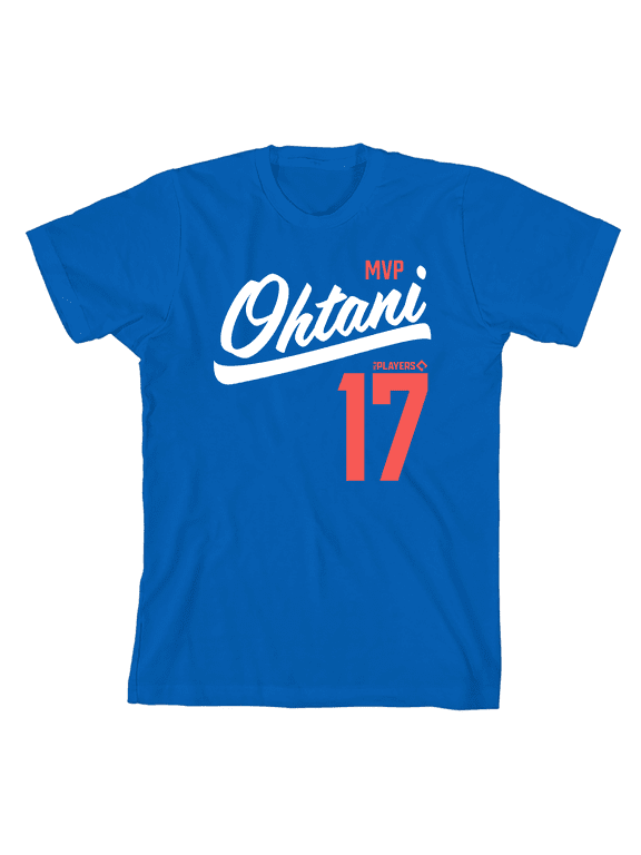 MLBPA - Shohei Ohtani MVP Players #17 Boys Royal Blue Crew Neck Short Sleeve T-shirt-Small