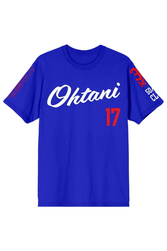 MLBPA Shohei Ohtani Sho-Time Jersey Adult Cobalt Blue Crew Neck Short Sleeve T-shirt - Large