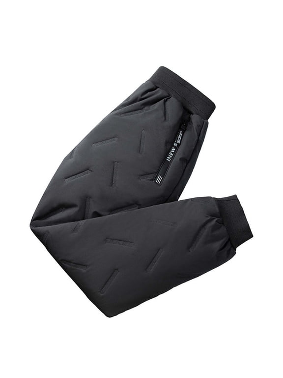 Kids Winter Snow Pant with Lined Waterproof Puffer Down Pants Zip Pocket Warm Trousers