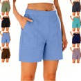 thumbnail image 1 of MLCDZ Bermuda Shorts Womens Golf Shorts Pull On Inseam Mid Rise Stretch Shorts With Pockets Comfort Lightweight Hiking work Dressy Short Pants, 1 of 10